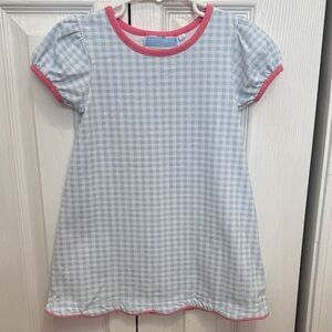 Trotter St. Kids Blue Gingham Dress with Pink Trim